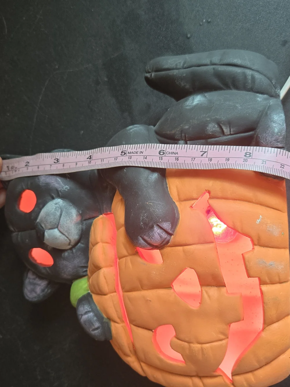 Vintage Black Cat Jack O Lantern Light Up Ceramic Halloween Pumpkin 80s 90s